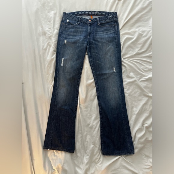 The Earnest Sewn Womens Keaton 247 Jeans size 30x32 Distressed Medium Wash Boot - Picture 2 of 8